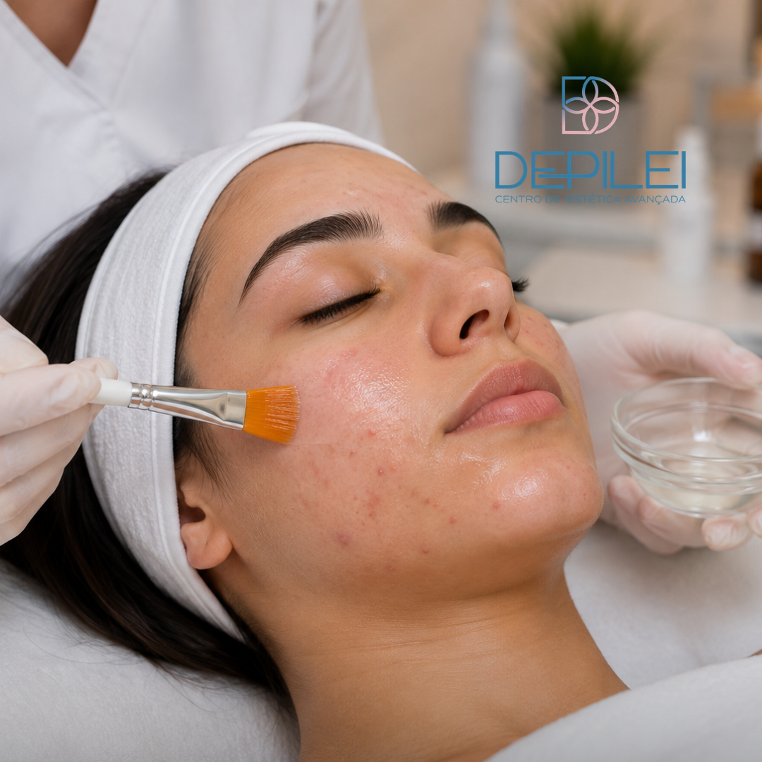 Peeling facial para pele acneica no Centro de Criciúma | Depilei